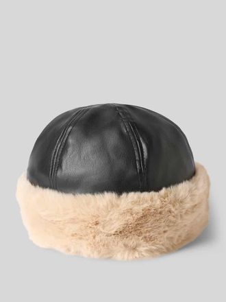 Pieces M&uuml;tze mit Kunstfellbesatz Modell RANDIN in Black, Gr&ouml;&szlig;e 1