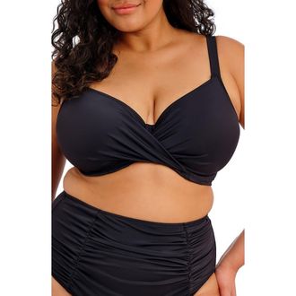 Elomi Plain Sailing Underwire Twist Front Bikini Top in Black at Nordstrom, Size 32Hh