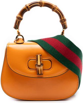 Gucci Pre-owned Gucci Mini Calfskin Web 1947 Bamboo Top Handle Bag Ladies TBRHUEVIE1ZBOW8H