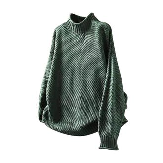 Generic Cable Knit Jumper Women Oversized Polo Neck Knitted Jumpers Dressy Casual Turtleneck Sweaters Chunky Crochet Pullover Sweaters Soft High Neck Knitwear