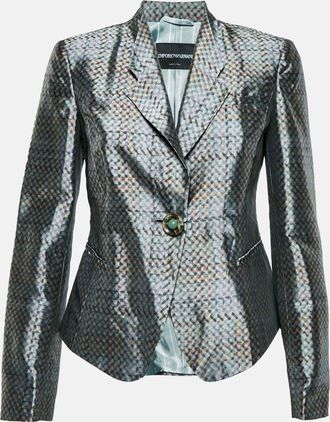 Emporio Armani Multicolor Geometric Print Synthetic Blend Blazer