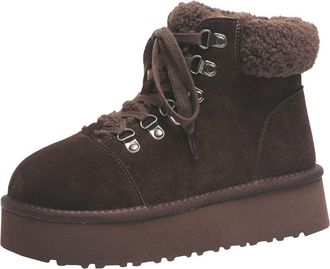 Generic Women winter snow boots with plush warm cotton shoes for sports and leisure comfortable outdoor thick soled short boots (brown,4.5)