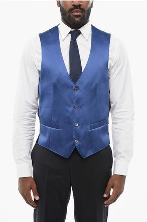 Corneliani Silk Gilet with Back Half-Belt size 50