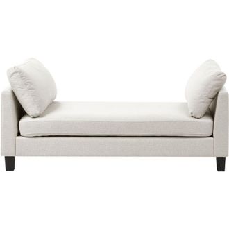 Beliani Chaise Lounge Light Beige Fabric Upholstered Lounge with Cushions Scandinavian Style Steel Legs ARCHIANE