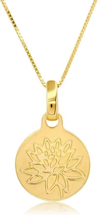 MAX + STONE 14K Yellow Gold Over Sterling Silver Lotus Pendant Necklace, 18 Inch Chain