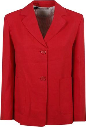 Max Mara Jassen, Dames, Rood, S, Leer, Olivia Blazer