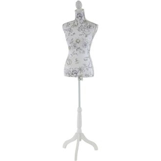 Hhg Hhg - Nunca Usado] Maniqu&iacute; Sastre T222, Torso De Maniqu&iacute; De Se&ntilde;ora, Fibra De Vidrio, Blanco Con Flores