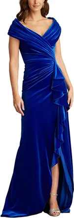Tadashi Shoji Alvarez Velvet Waterfall Drape Gown