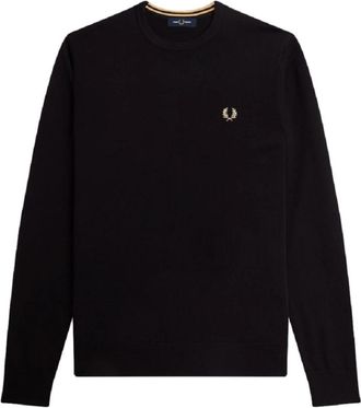 Fred Perry Klassieke Trui met Ronde Hals - Heren - Sweatshirts - Zwart - M - Katoen - Hoodies & sweatvesten