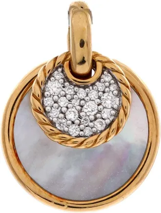 David Yurman DY Elements Convertible Pendant Pendant & Charms 18K Yellow Gold with Onyx, Mother of Pearl and Diamonds
