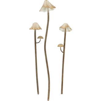 Foreside Home And Garden Set of 3 Mushroom Stem Plant Stakes White Metal at Nordstrom