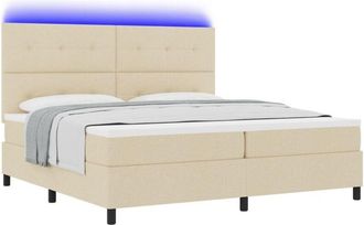 vidaXL Box Spring Bed with Mattress Cream 200 x 200 cm Fabric vidaXL