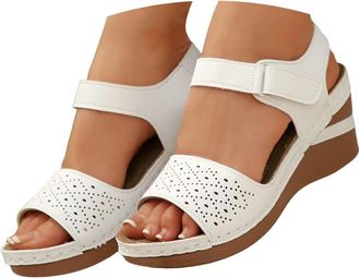 Generic Orthopedic Sandals for Women 2026 Summer Dressy Strappy Wedge with Arch Support Open Toe Ankle Strap Flat Sandals for Wide Width Comfortable Walking S
