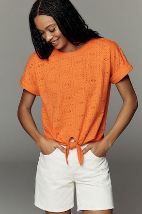 Sanctuary Eyelet Front-Tie T-Shirt Top