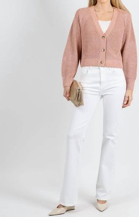 Oui Sparkle Knit Cardigan In Dusty Rose