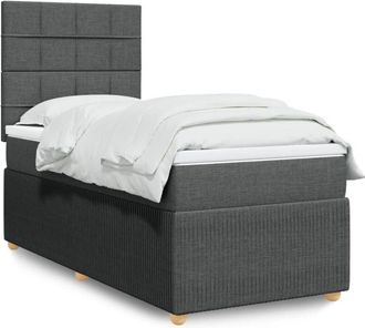 vidaXL Cama Box Spring Con Colch&oacute;n Tela Gris Oscuro 80x200 Cm Vidaxl
