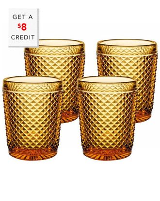Vista Alegre Bicos Set Of 4 Amber Old Fashioned Glasses With $8 Credit