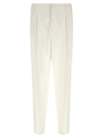 Brunello Cucinelli White Tapered Pleated Pants