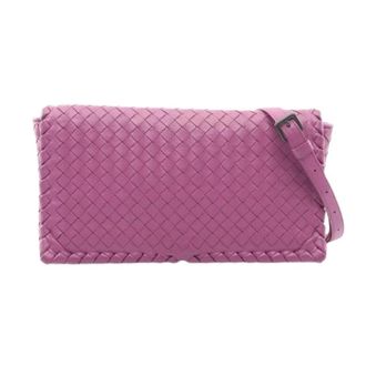 Bottega Veneta Pre-owned Cross Body Bags, female, Purple, Size: ONE SIZE Pre-owned Intrecciato Leather Shoulder Bag