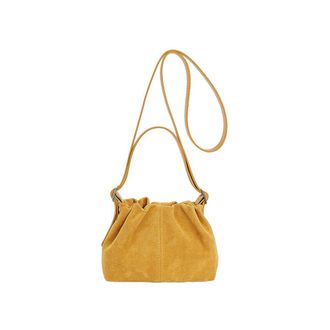 Generic Women Vintage Suede Handbags, Faux Suede Tote Handbags, Drawstring Bucket Bag, Slouchy Crossbody Shoulder Bag (Yellow, One size)