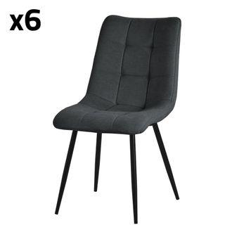 ML Design 6x Sillas de comedor antracita acolchado tapizado suave con respaldo