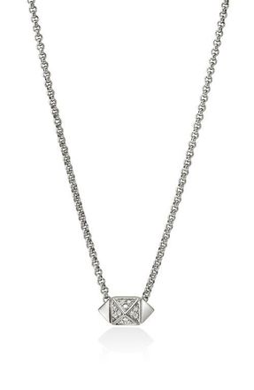 John Hardy Icon Stud Pav&eacute; Diamond Pendant Necklace in Silver at Nordstrom, Size 18