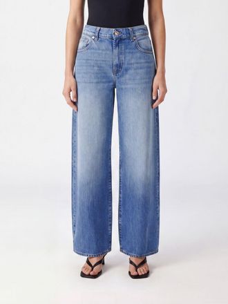 7 For All Mankind Jeans wide leg in denim di cotone a vita alta