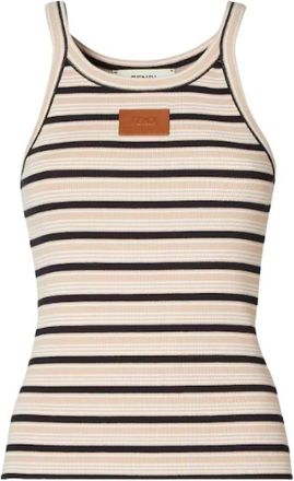 Fendi Gestreepte Ribgebreide Tanktop - Dames - Tops zonder mouwen - Veelkleurig - M - Katoen - Tops