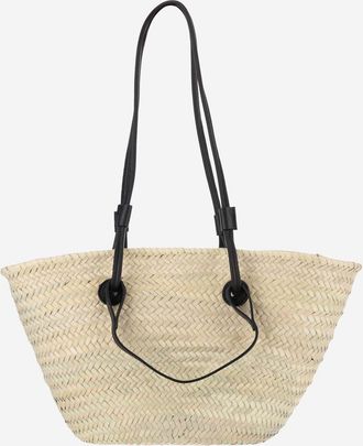 Filippo Catarzi Womens Straw Bag With Logo Natural Shoulder