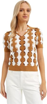 Tory Burch Cut-Out Polo - Dames - Polos - Bruin - S - Tops