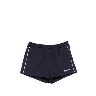 Sporty & Rich Logo-embroidered Piping-detail Shorts
