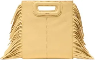 Maje Matte crackled leather M Mini bag in Pale Yellow at Nordstrom, Size Medium
