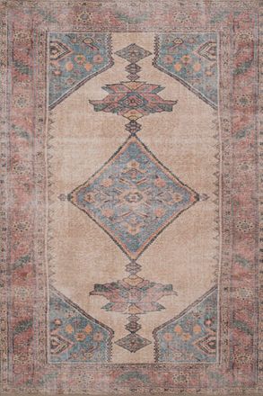 Kukoon Distressed Beige Soft Washable & Liquid Repellent Living Room Area Rug in Light Sand | Size: 160 cm x 230 cm