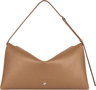 Courr&egrave;ges Cuff Leren Tas - Dames - Schoudertassen - Bruin - ONE Size - Leer - Tassen