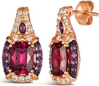 Le Vian Ladies Raspberry Rhodolite Earrings set in 14K Strawberry Gold