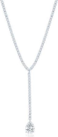 Suzy Levian Gala Lariat Tennis Necklace in White at Nordstrom Rack