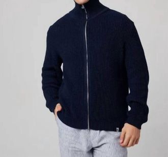 Peregrine Zip Thru Sweater In Navy