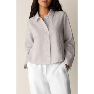Eileen Fisher Classic Collar Linen Blend A-Line Jacket in Wheat at Nordstrom, Size X-Small