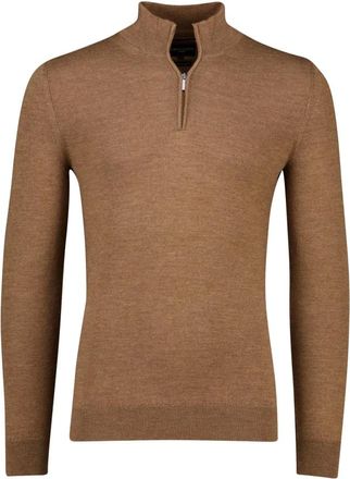 Cavallaro Truien & Vesten, Heren, Bruin, S, Wol, Merino Half Zip Pullover