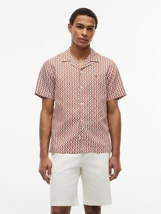Tommy Hilfiger Mens Regular Fit Solar Print Camp Shirt - Orange - XL