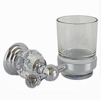 Trade Shop Trade Shop - Porta Spazzolini Dentifricio Con Bicchiere In Vetro A Parete Bagno Crystal 52822