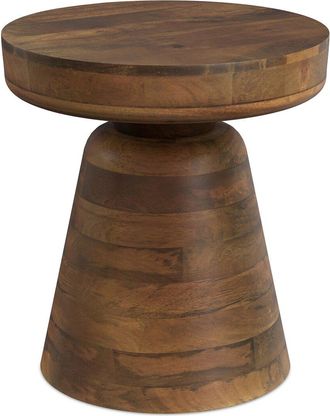 Simpli Home Robbie Solid Mango Wood 16In Round Contemporary Rustic Accent Table