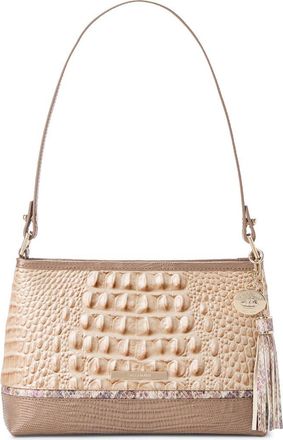 Brahmin Lorelei Croc Embossed Leather Shoulder Bag in Beige Multi at Nordstrom
