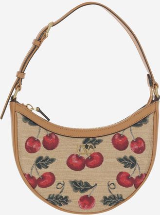 Valentino Garavani Beige Embroidered Mini VLogo Shoulder Bag
