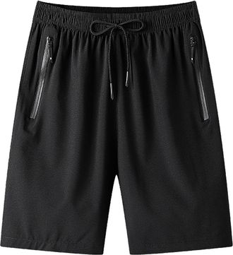 Generic Mens Plus Size Quick Dry Running Shorts - Lightweight Athletic Workout Shorts with Zipper Pockets, Gym Jogger Training Summer Holiday Wear Black