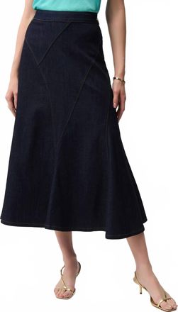 Joseph Ribkoff Denim Flare Skirt With Exposed Zipper In Dark Blue