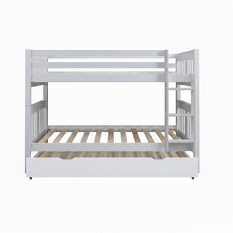 Muemue Litera + Cama De Arrastre Madera Blanca 90x190cm