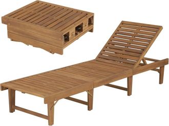 vidaXL Folding Sun Lounger Solid Acacia Wood, 44253