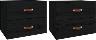 vidaXL Mesitas de noche de pared 2 uds negro 50x36x40 cm vidaXL