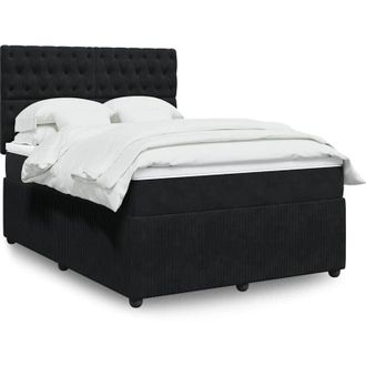 vidaXL Vidaxl - Cama Box Spring Con Colch&oacute;n Terciopelo Negro 140x190 Cm